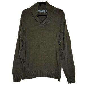 OSCAR DE LA RENTA COTTON/ACRYLIC SHAWL COLLAR PULLOVER SWEATER SZ L